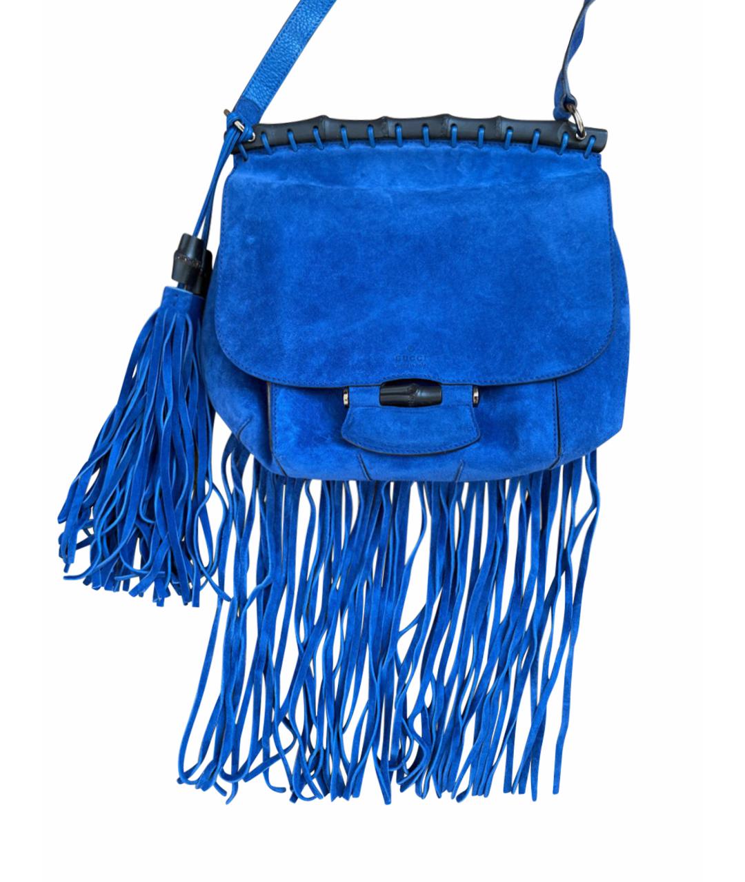 GUCCI Синяя замшевая сумка через плечо, фото 1