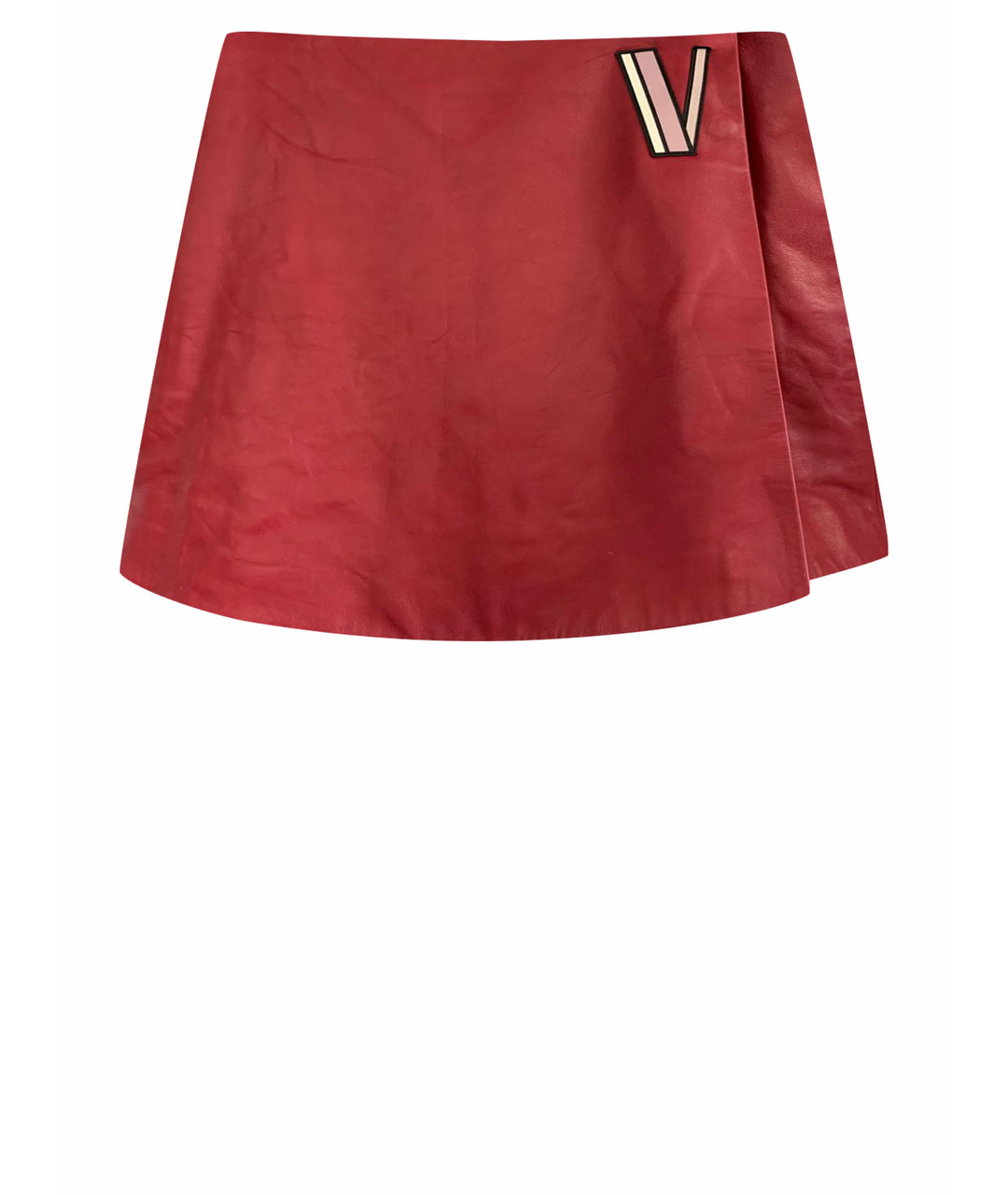 VALENTINO Красная кожаная юбка мини, фото 1