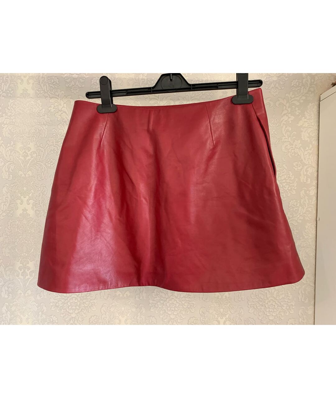 VALENTINO Красная кожаная юбка мини, фото 2