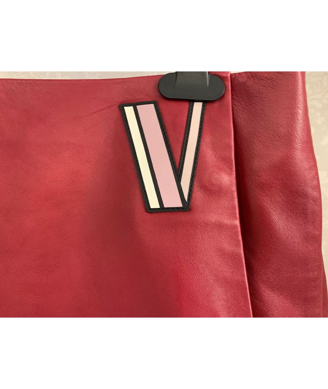 VALENTINO Красная кожаная юбка мини, фото 4