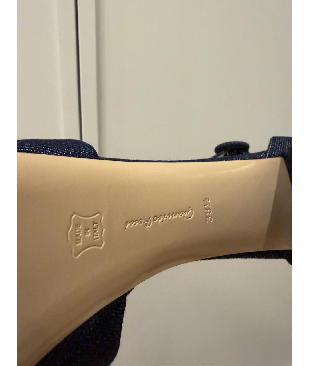 GIANVITO ROSSI Темно-синие текстильные босоножки, фото 7