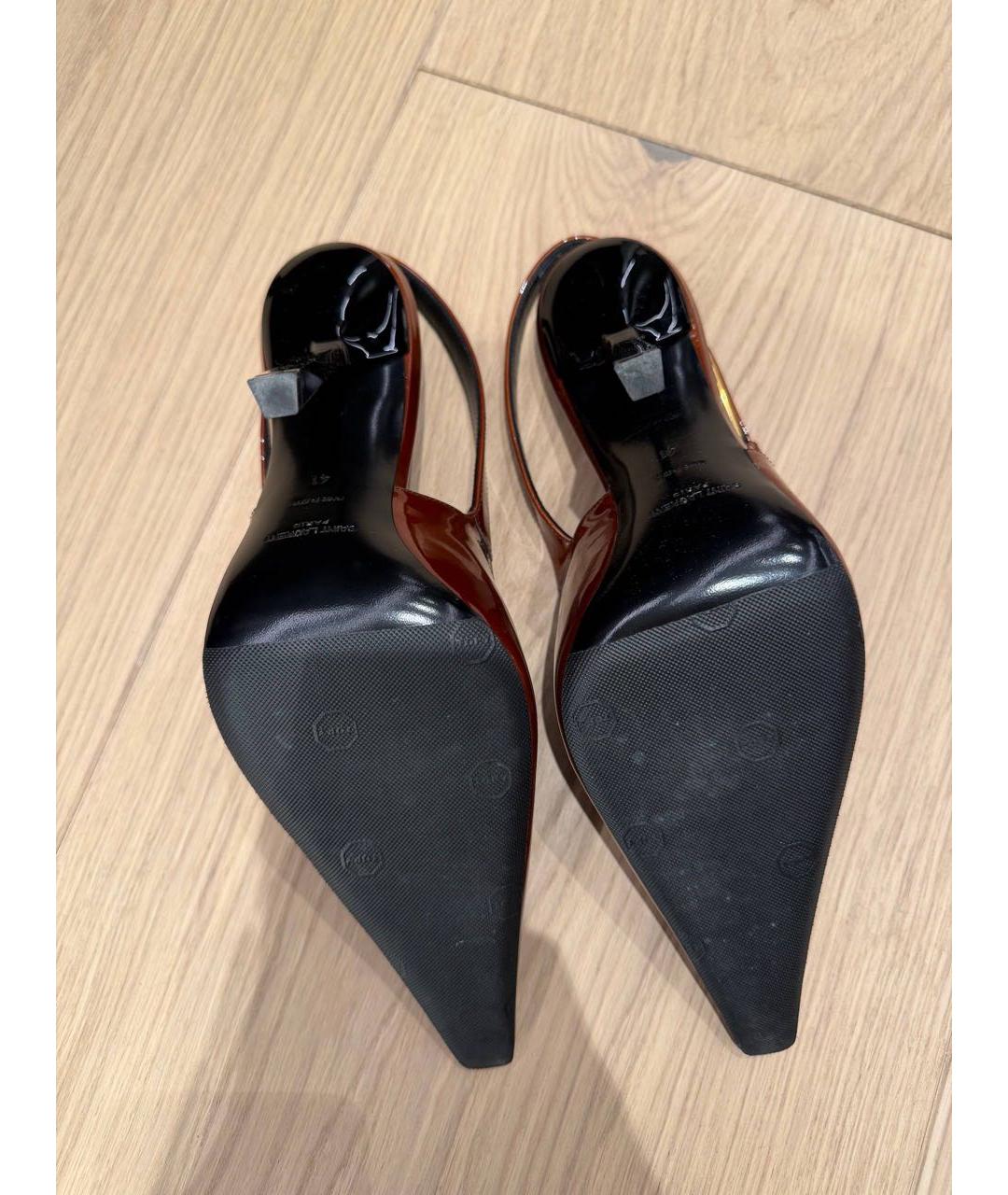 SAINT LAURENT Коричневые кожаные туфли, фото 3