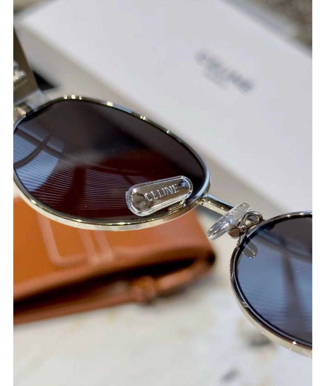 CELINE Серебряные металлические солнцезащитные очки, фото 6