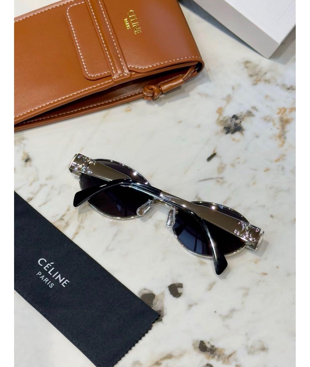 CELINE Серебряные металлические солнцезащитные очки, фото 4