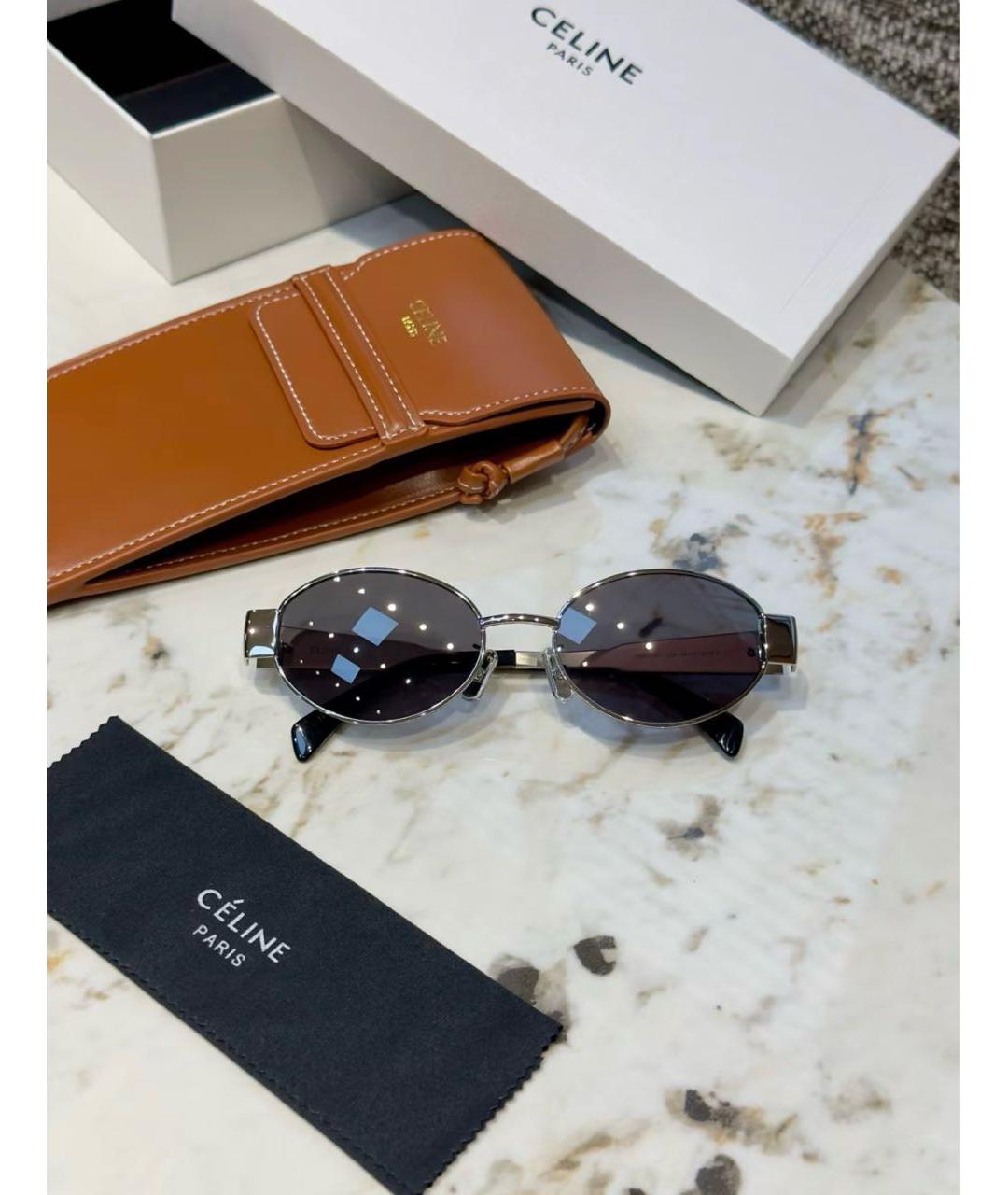 CELINE Серебряные металлические солнцезащитные очки, фото 2