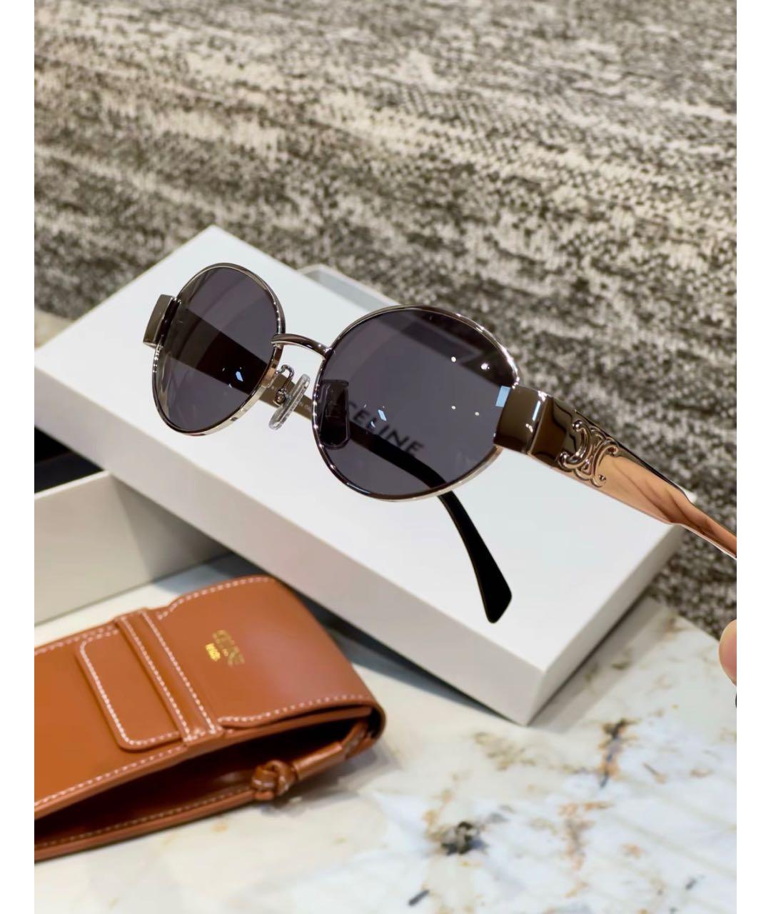 CELINE Серебряные металлические солнцезащитные очки, фото 5