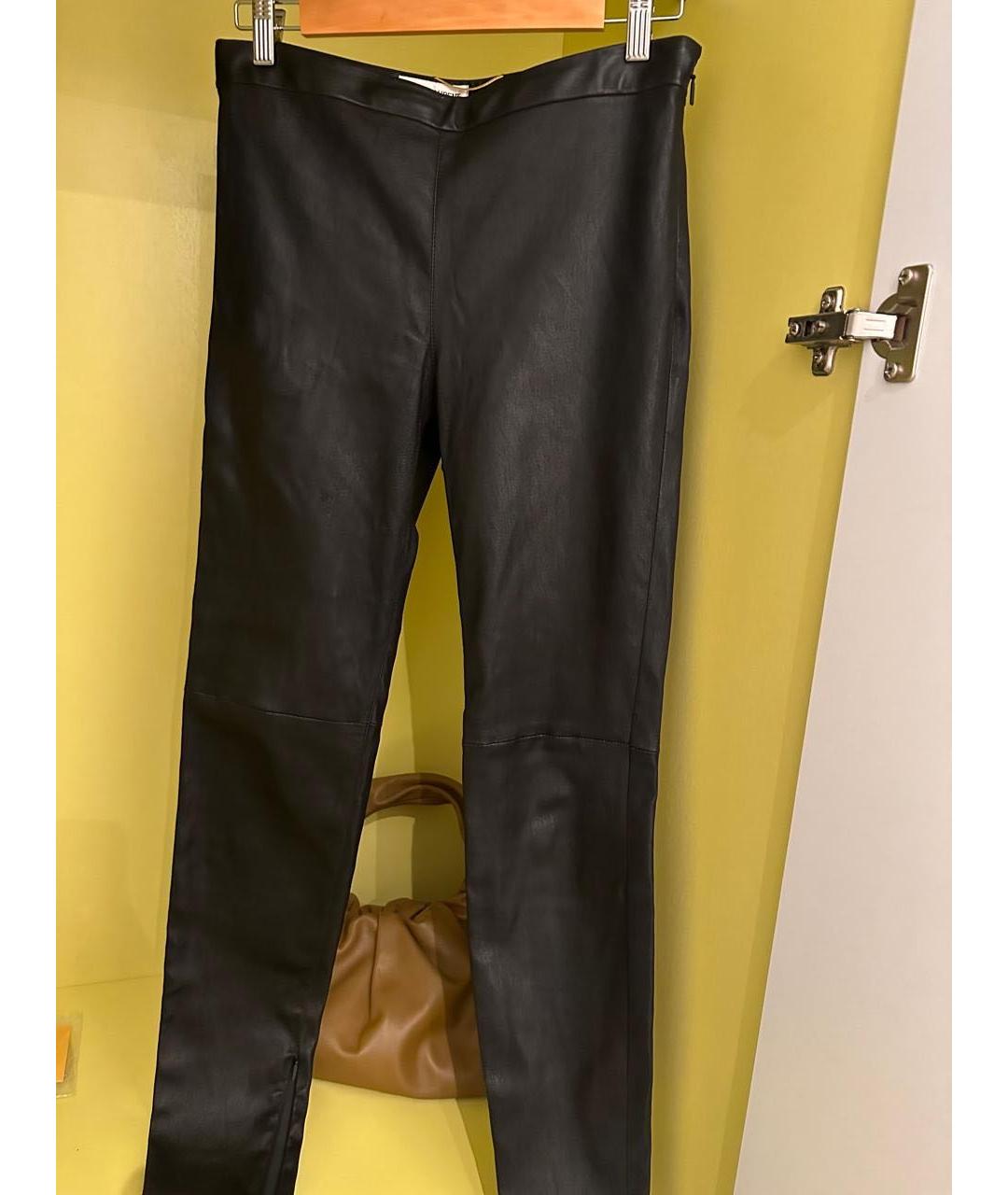 SAINT LAURENT Черные кожаные брюки узкие, фото 5