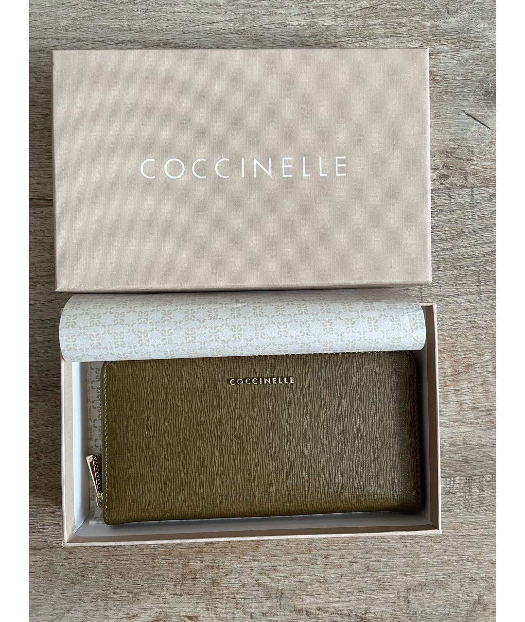 COCCINELLE Хаки кожаный кошелек, фото 2