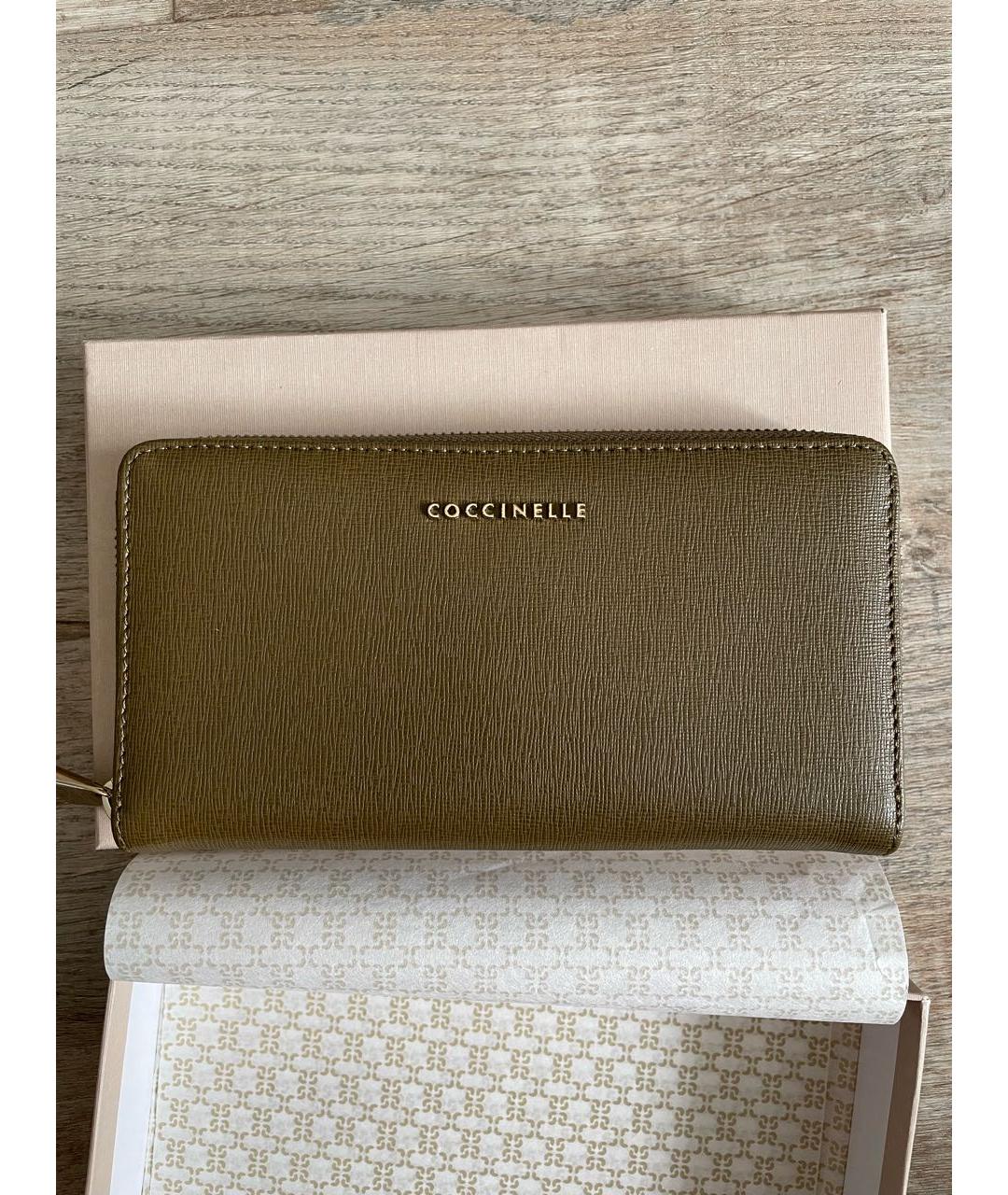 COCCINELLE Хаки кожаный кошелек, фото 7