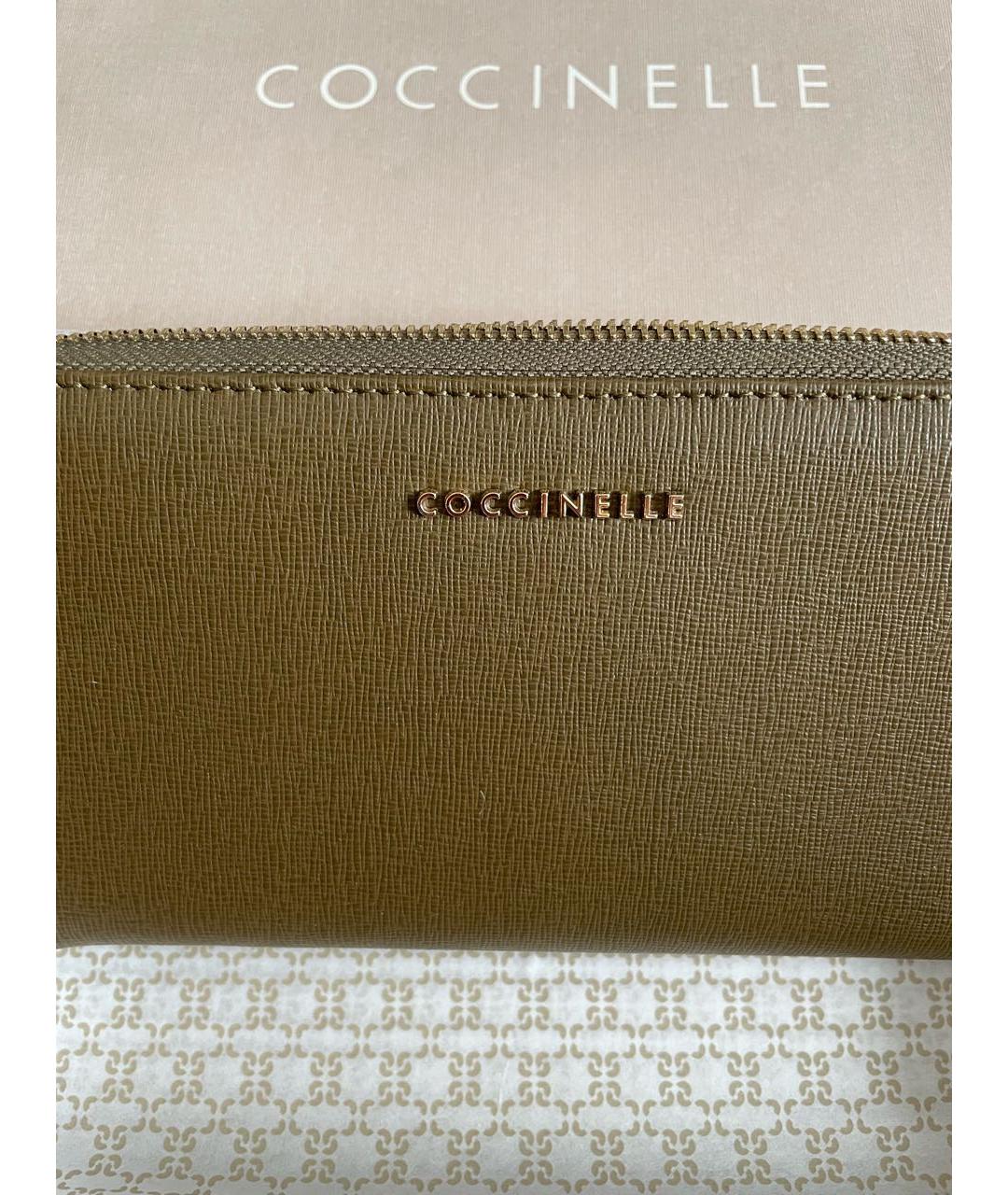 COCCINELLE Хаки кожаный кошелек, фото 5