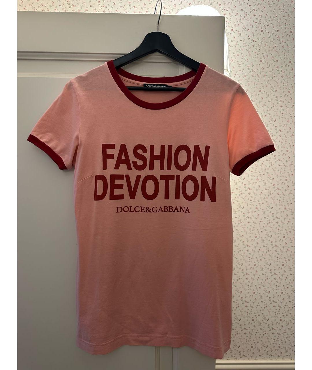 DOLCE&GABBANA Коралловая хлопковая футболка, фото 5