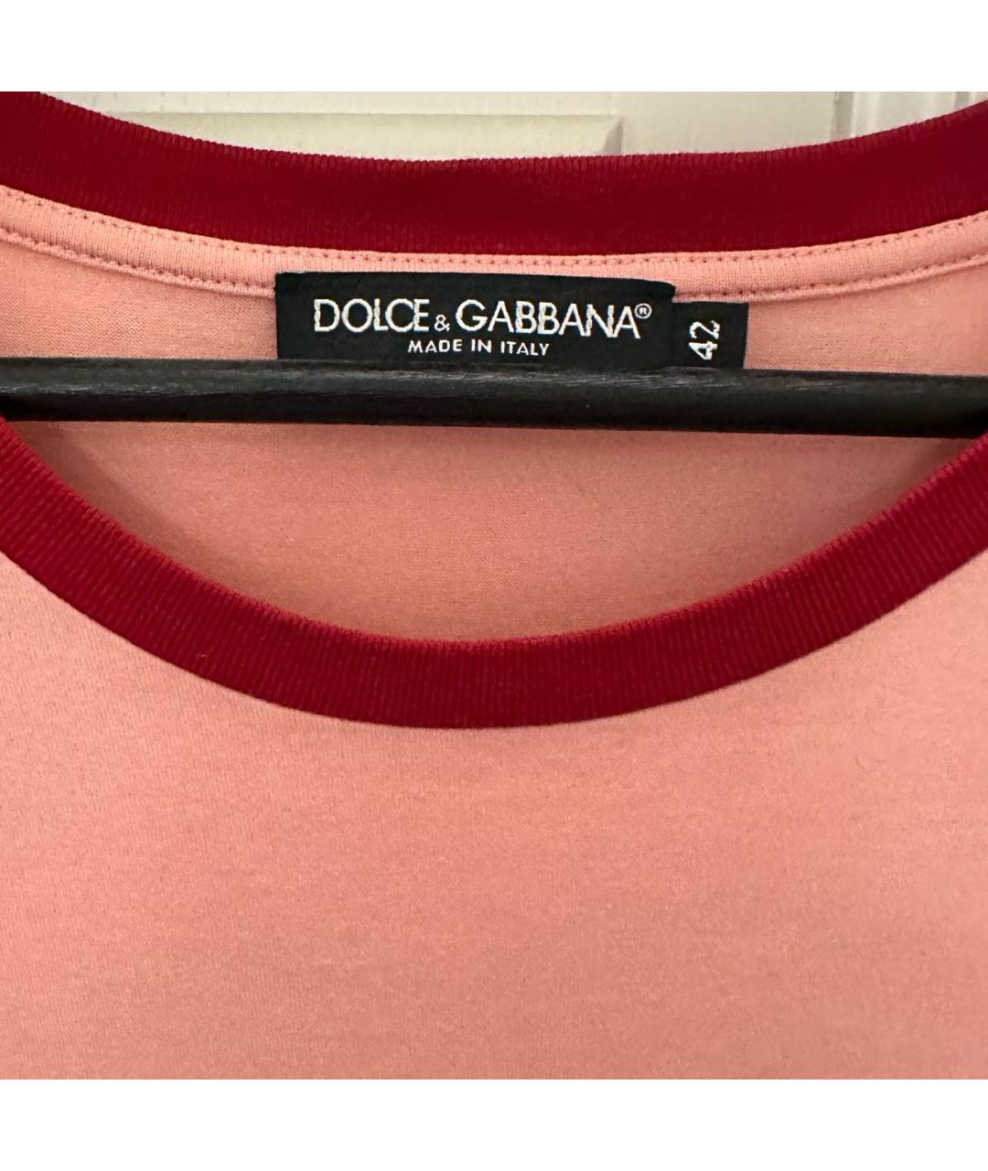 DOLCE&GABBANA Коралловая хлопковая футболка, фото 3
