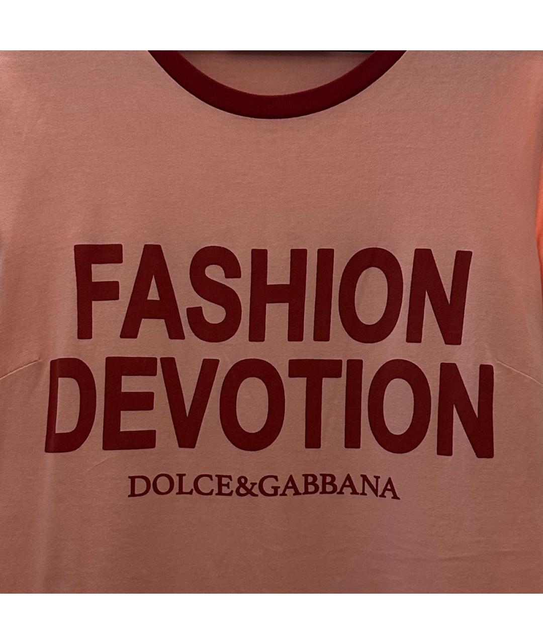 DOLCE&GABBANA Коралловая хлопковая футболка, фото 4
