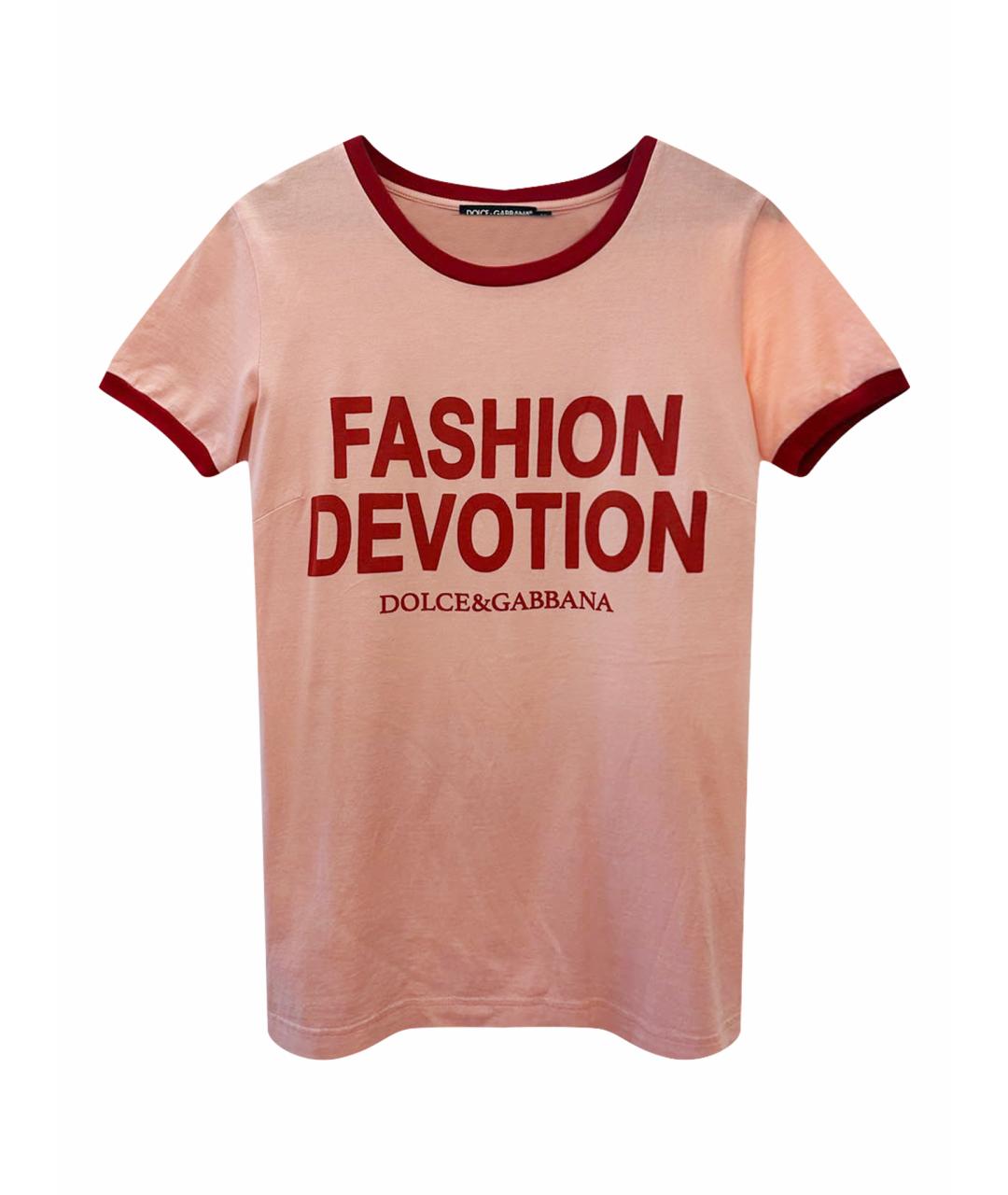 DOLCE&GABBANA Коралловая хлопковая футболка, фото 1