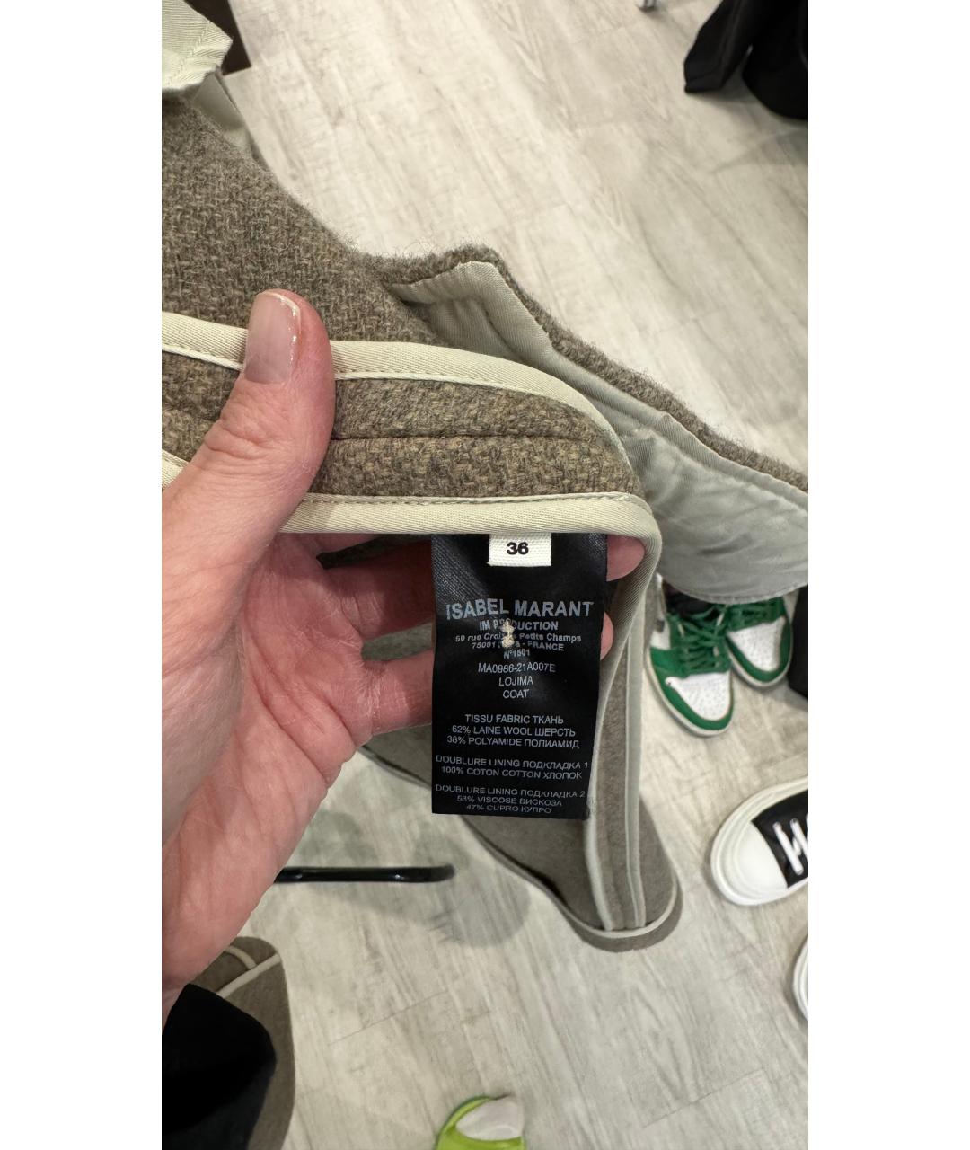 ISABEL MARANT Коричневое шерстяное пальто, фото 3