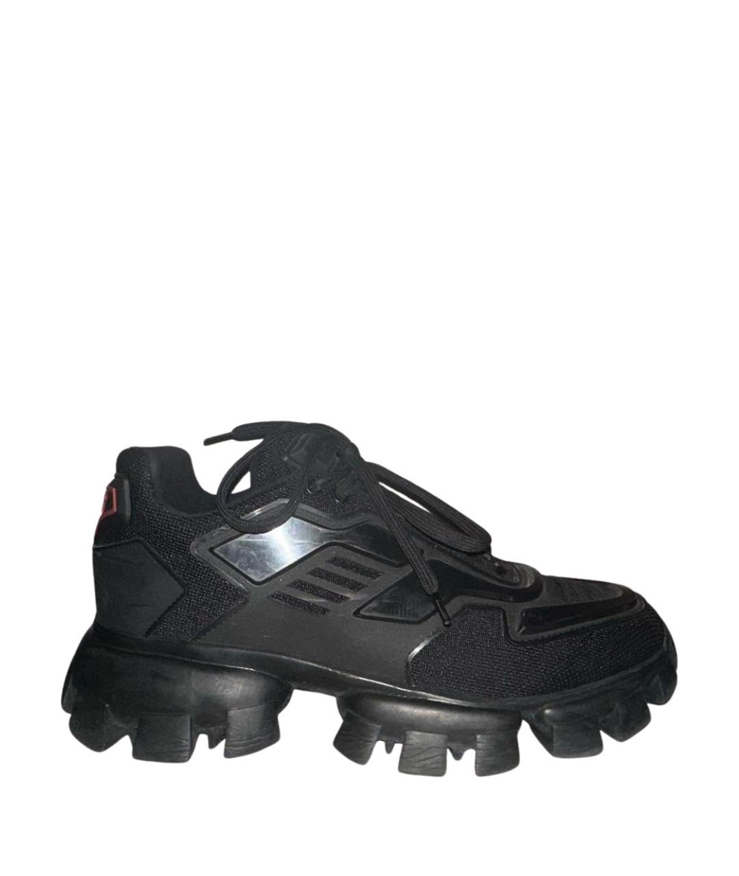 PRADA Черные текстильные низкие кроссовки / кеды, фото 1