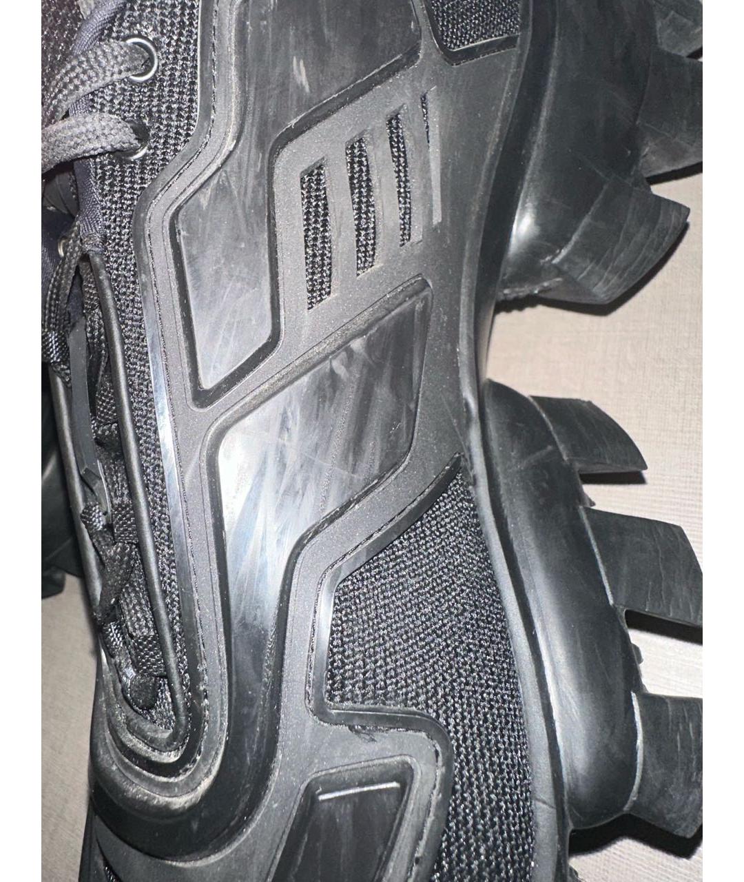 PRADA Черные текстильные низкие кроссовки / кеды, фото 7