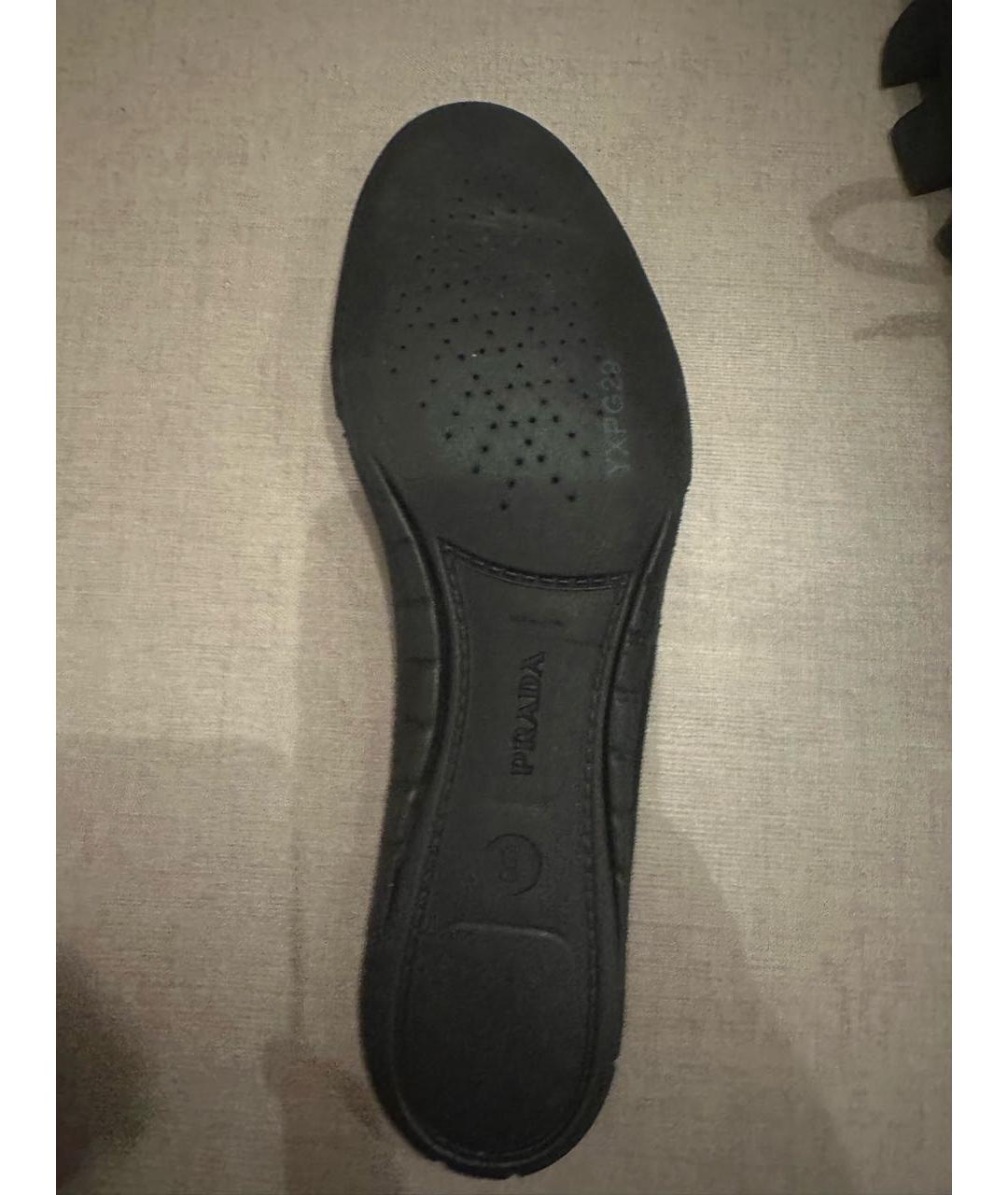 PRADA Черные текстильные низкие кроссовки / кеды, фото 5