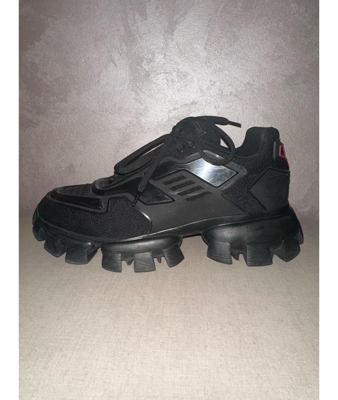 PRADA Черные текстильные низкие кроссовки / кеды, фото 9