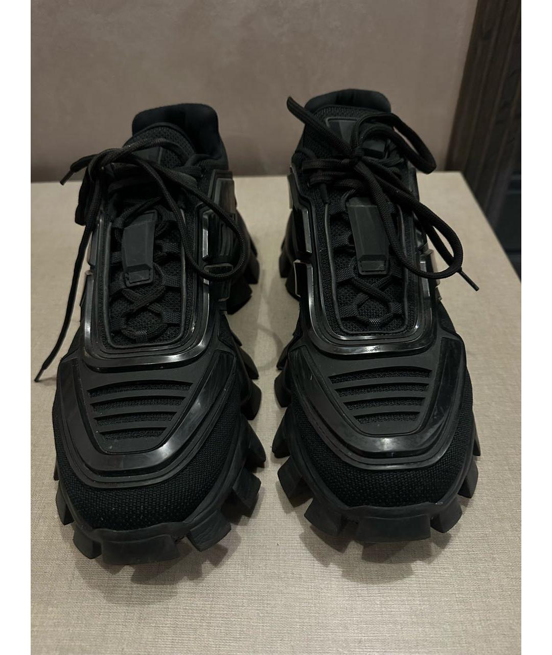 PRADA Черные текстильные низкие кроссовки / кеды, фото 2