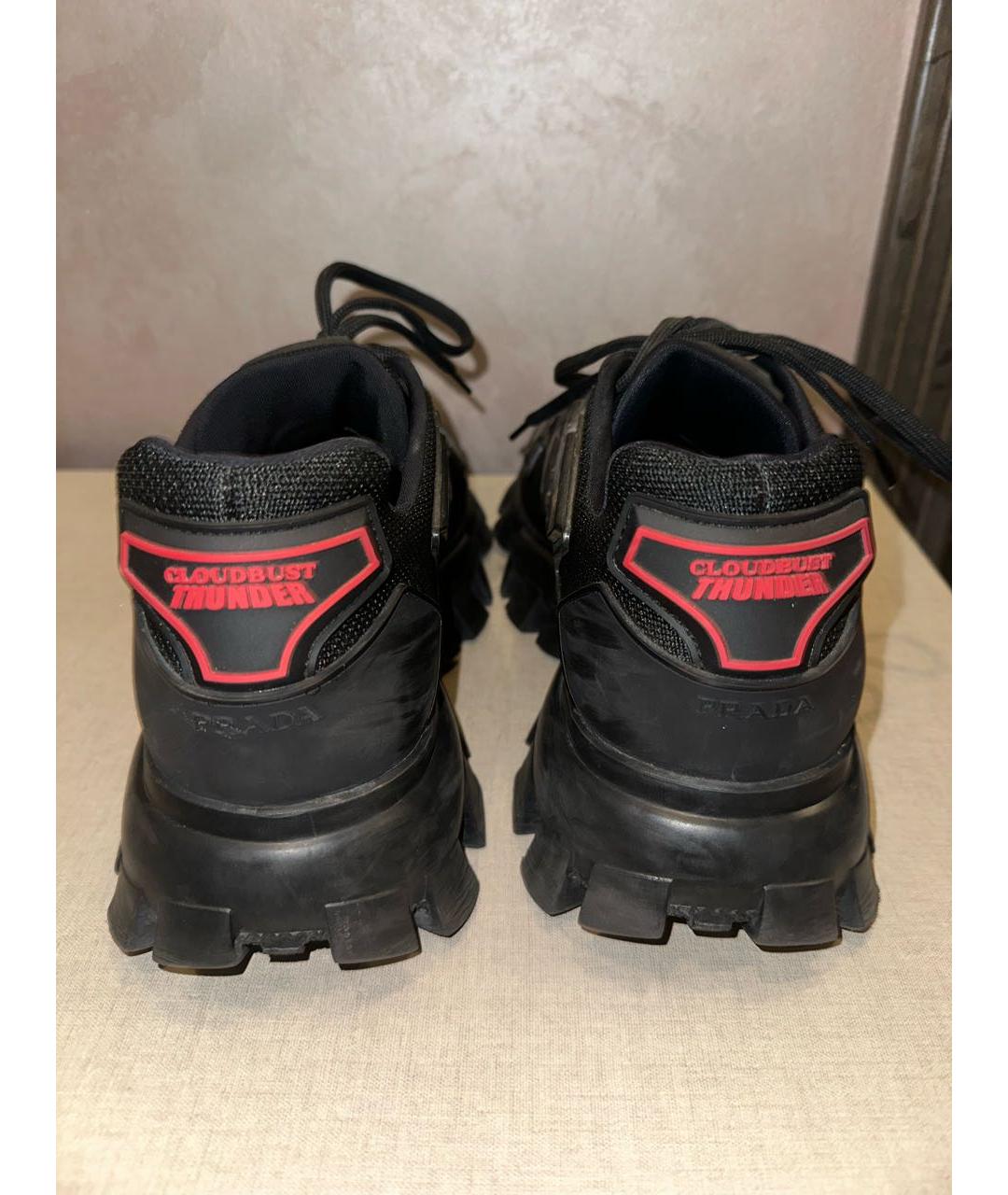 PRADA Черные текстильные низкие кроссовки / кеды, фото 4