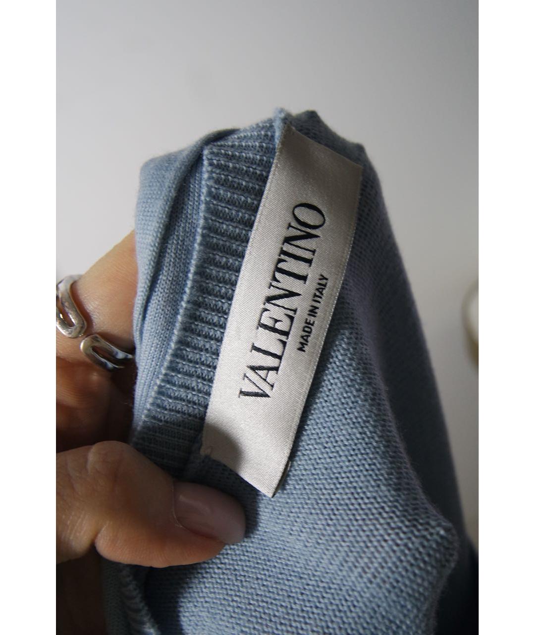 VALENTINO Голубое шерстяное повседневное платье, фото 5