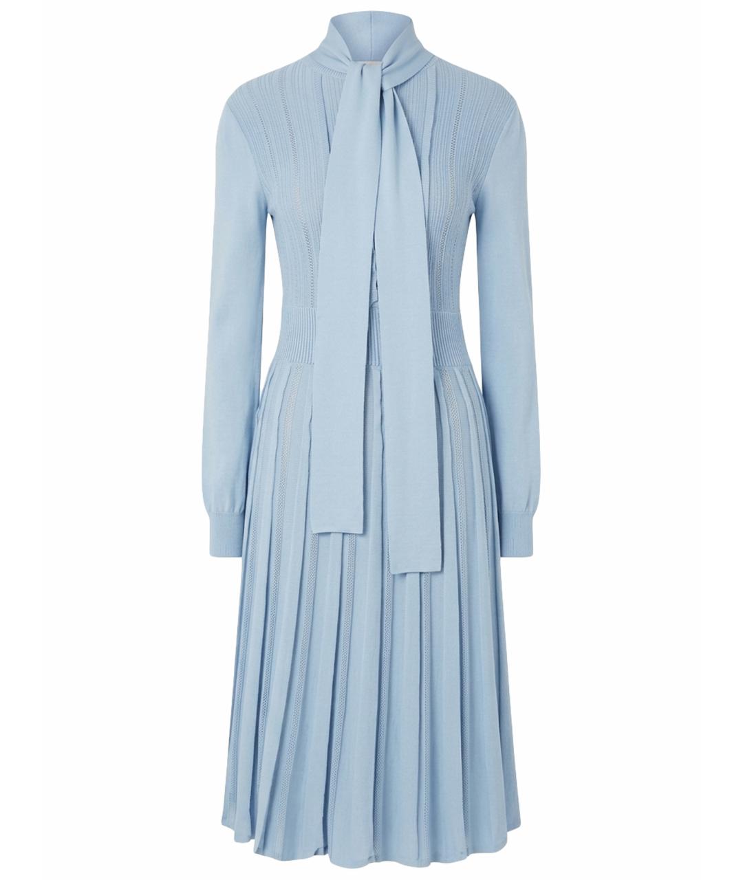 VALENTINO Голубое шерстяное повседневное платье, фото 1