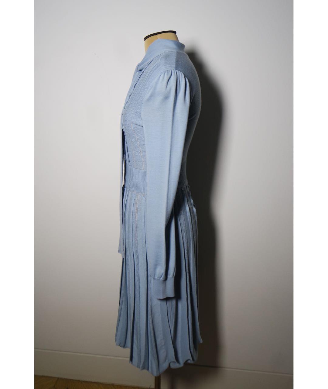 VALENTINO Голубое шерстяное повседневное платье, фото 3