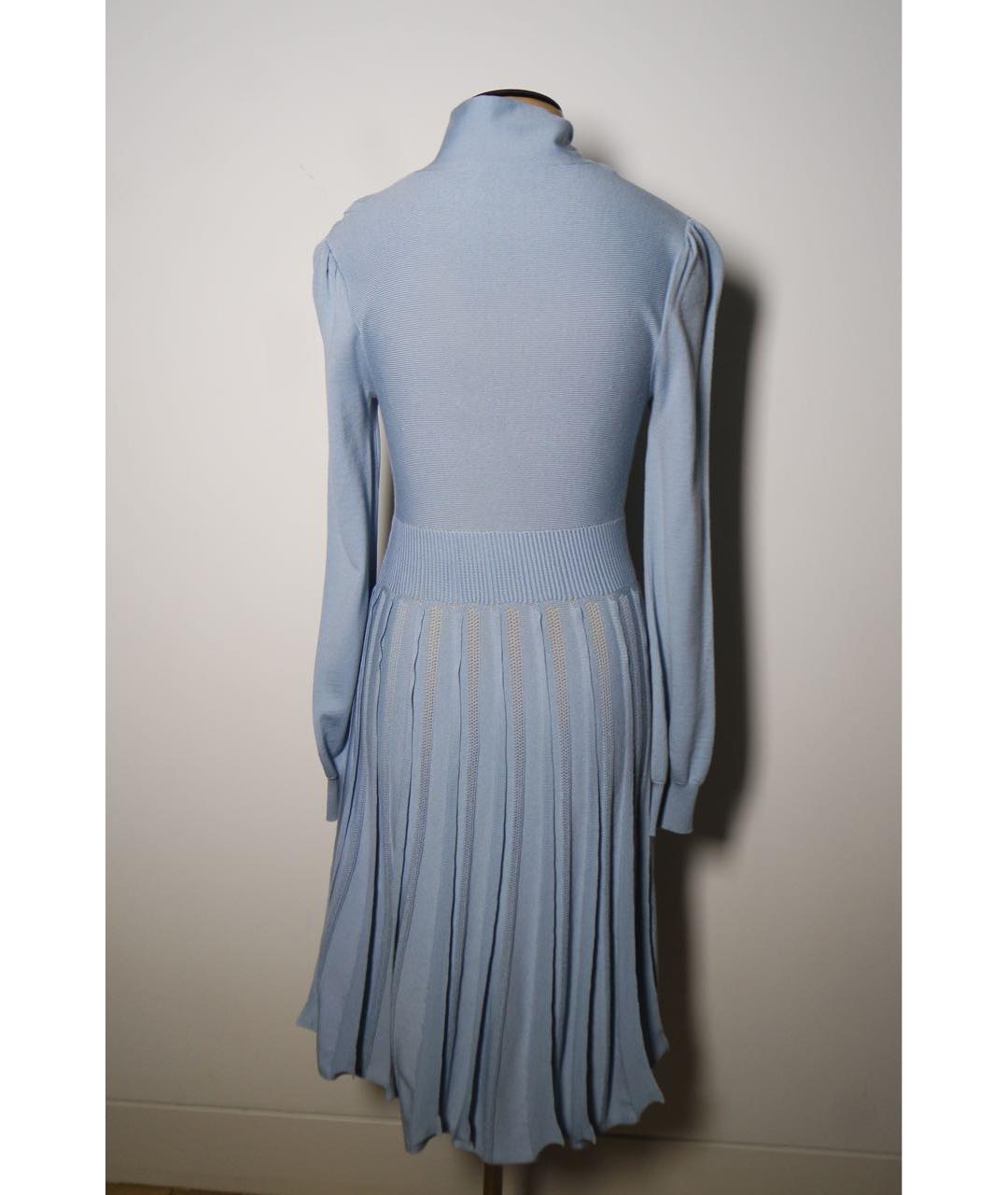 VALENTINO Голубое шерстяное повседневное платье, фото 2