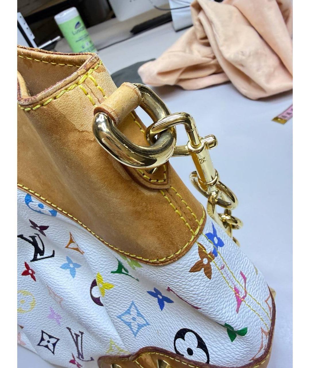 LOUIS VUITTON Белая кожаная сумка с короткими ручками, фото 4