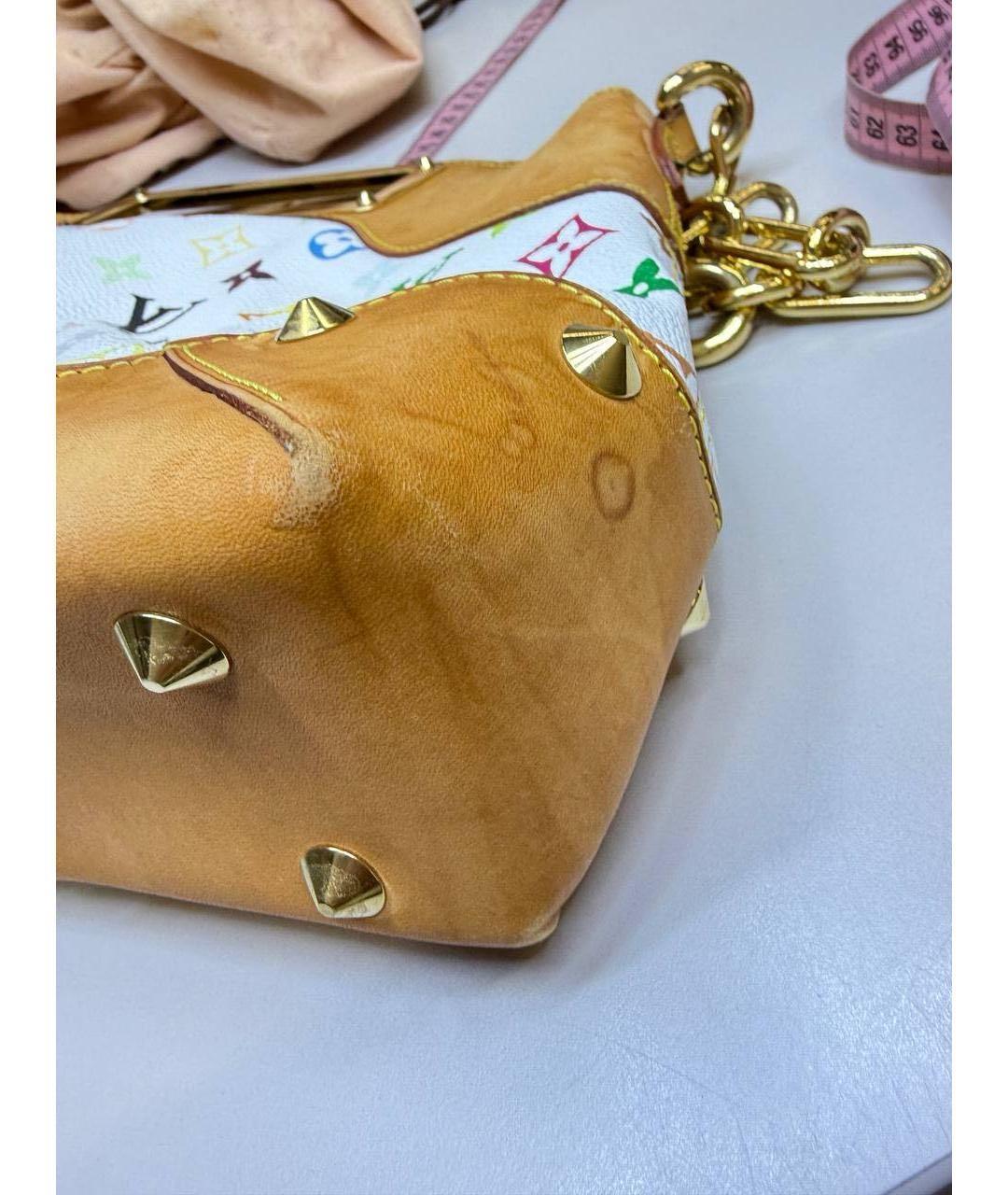 LOUIS VUITTON Белая кожаная сумка с короткими ручками, фото 3