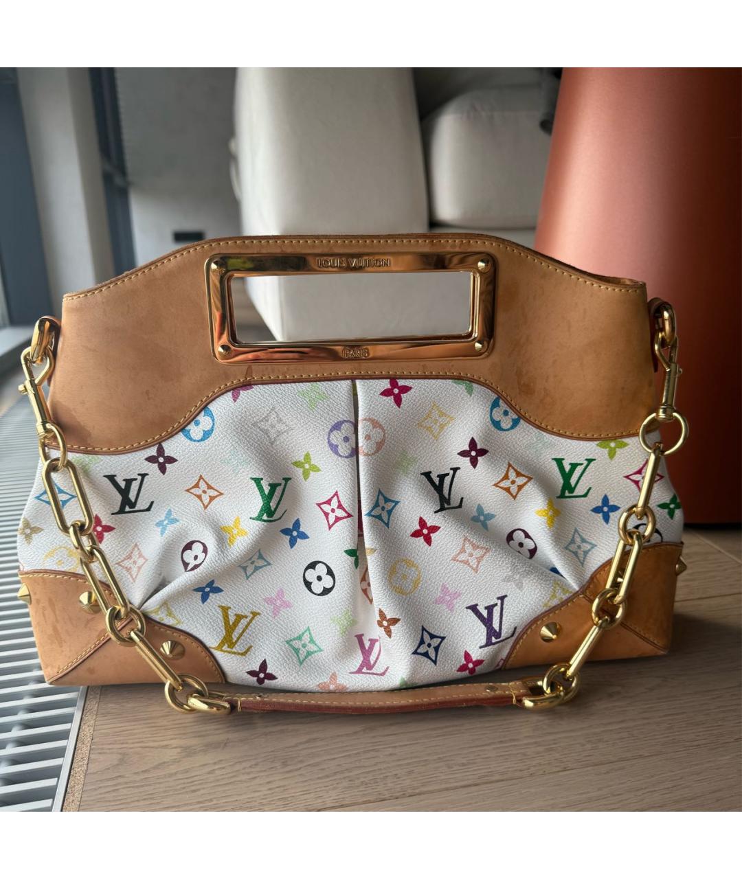 LOUIS VUITTON Белая кожаная сумка с короткими ручками, фото 7