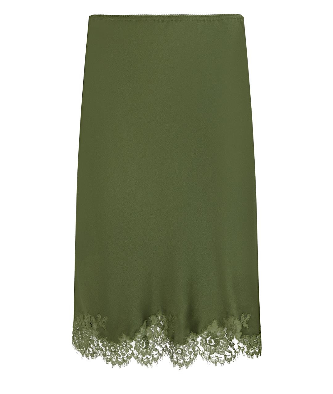 SAINT LAURENT Зеленая шелковая юбка миди, фото 1