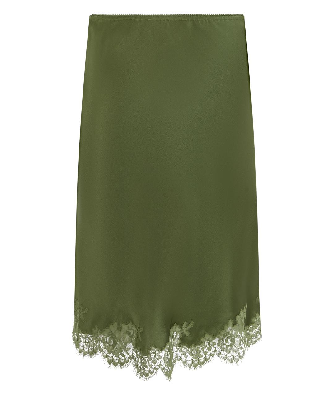 SAINT LAURENT Зеленая шелковая юбка миди, фото 2