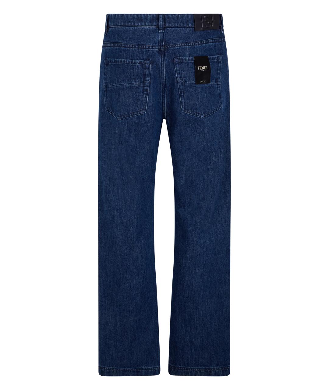 FENDI Синие хлопковые повседневные брюки, фото 2