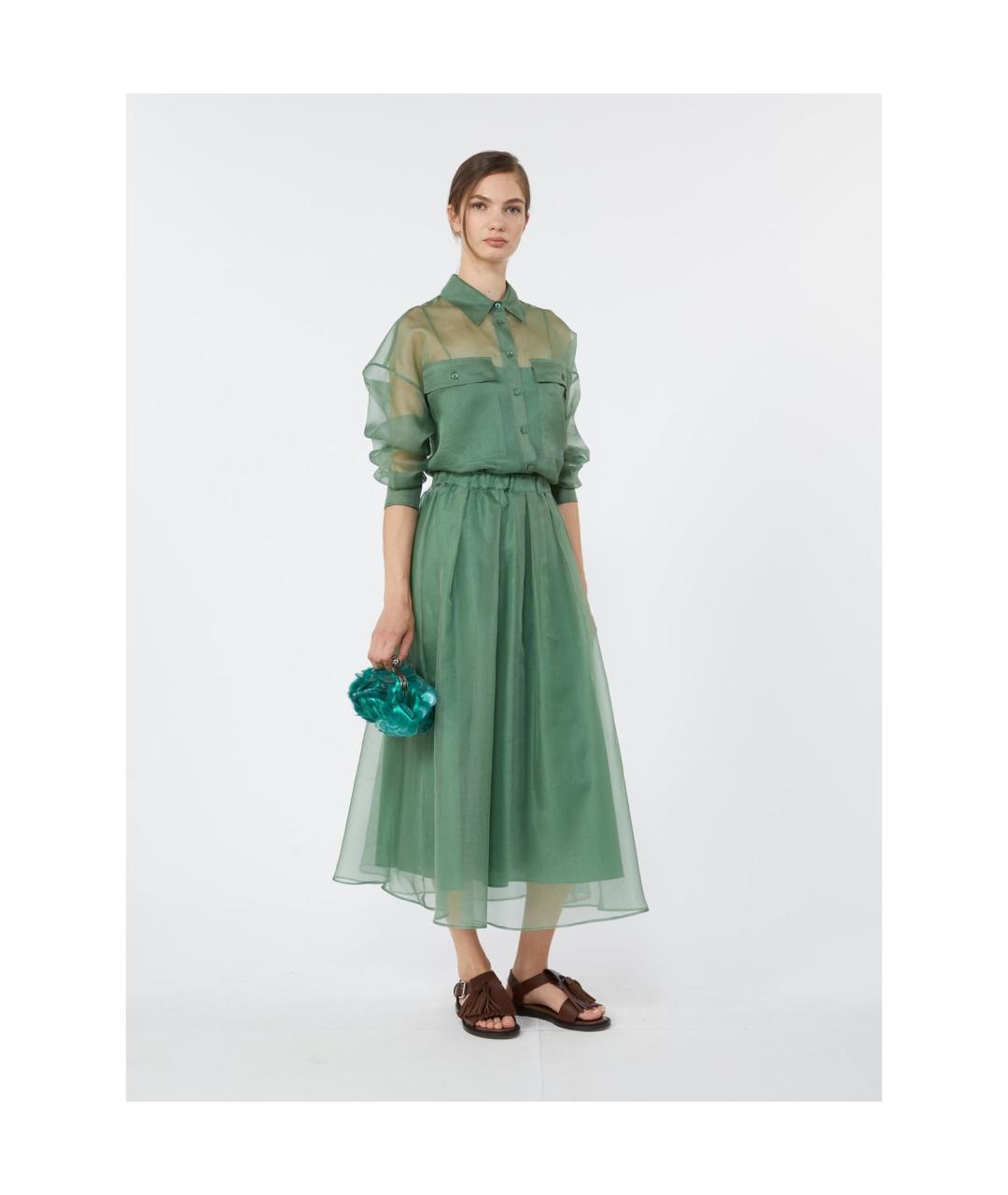 WEEKEND MAX MARA Зеленая шелковая блузы, фото 4