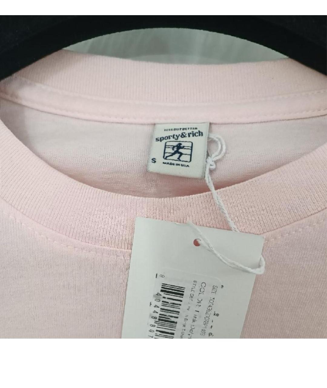SPORTY AND RICH Розовая хлопковая футболка, фото 3