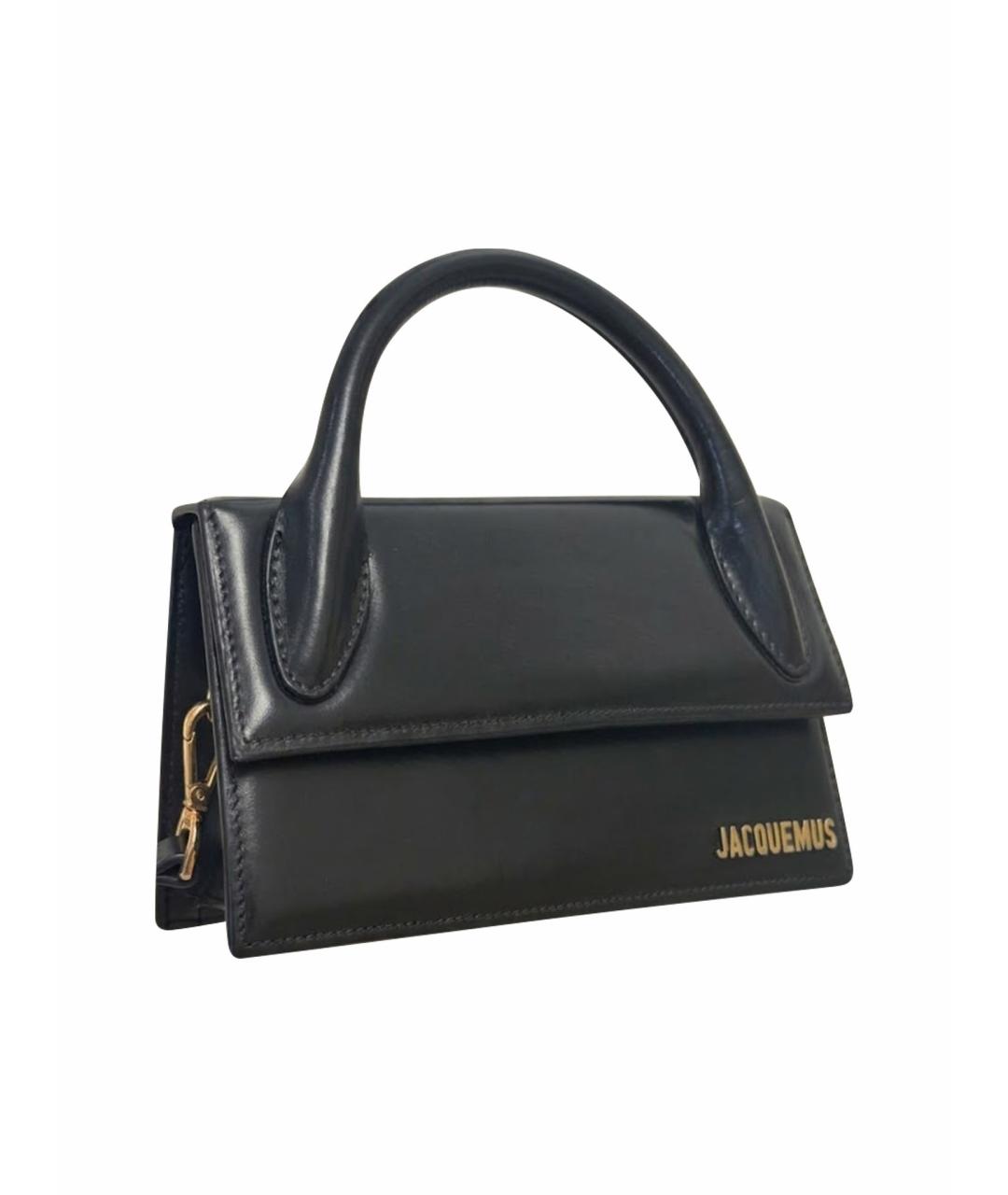 JACQUEMUS Черная кожаная сумка с короткими ручками, фото 1