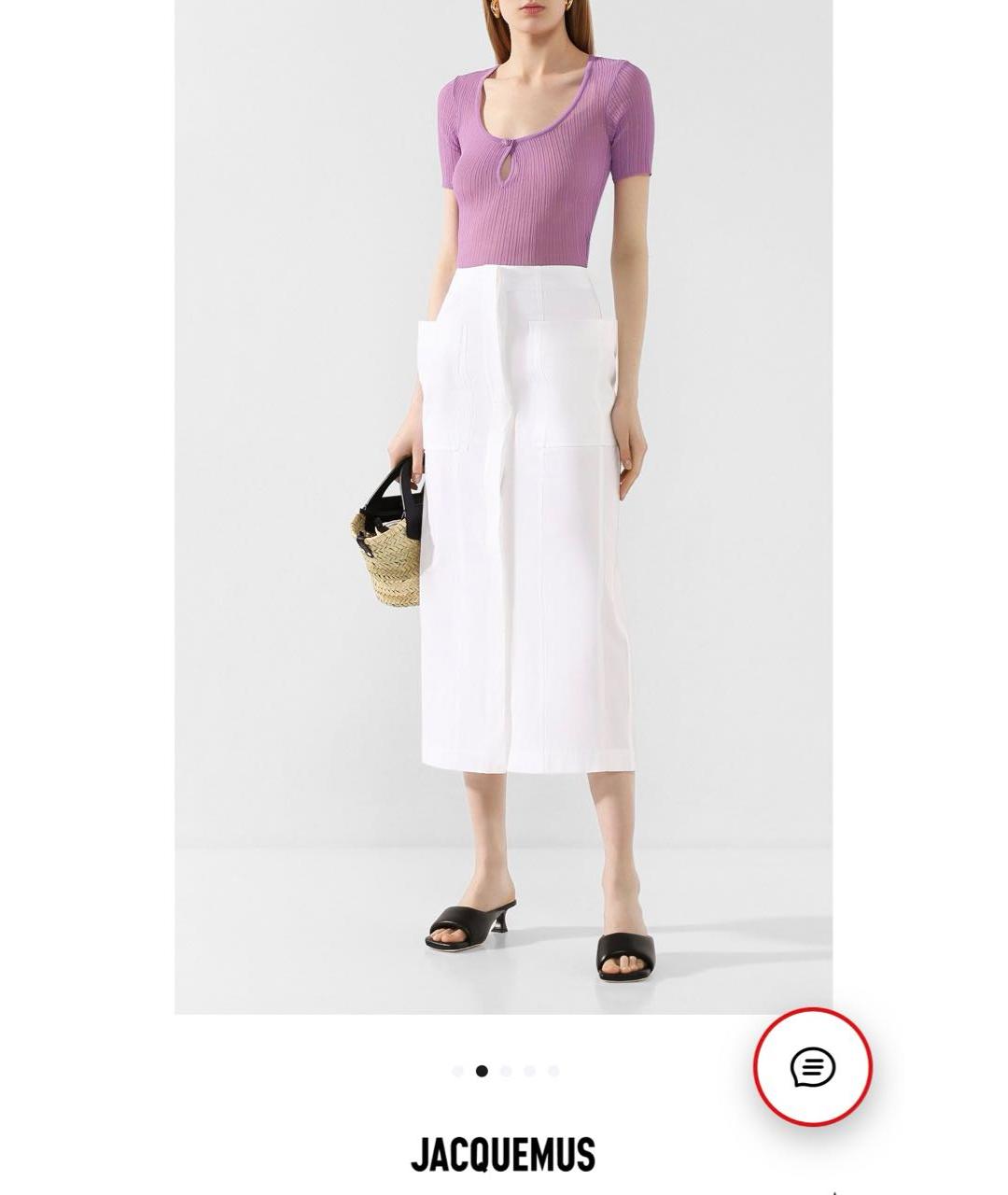 JACQUEMUS Белая хлопковая юбка миди, фото 4