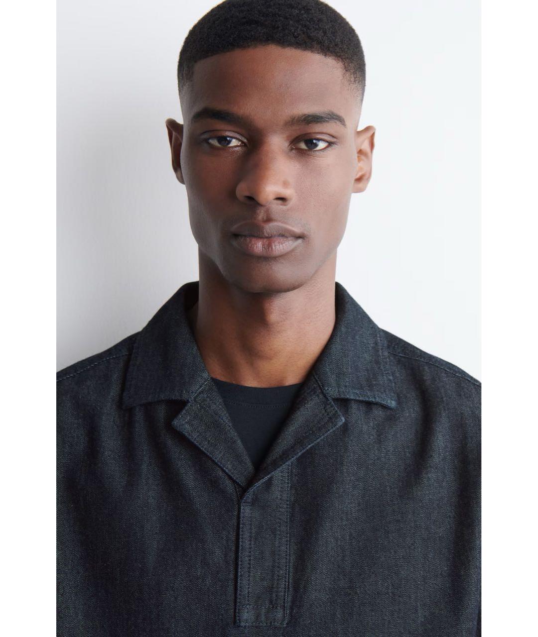 COS Темно-синяя хлопковая футболка, фото 4