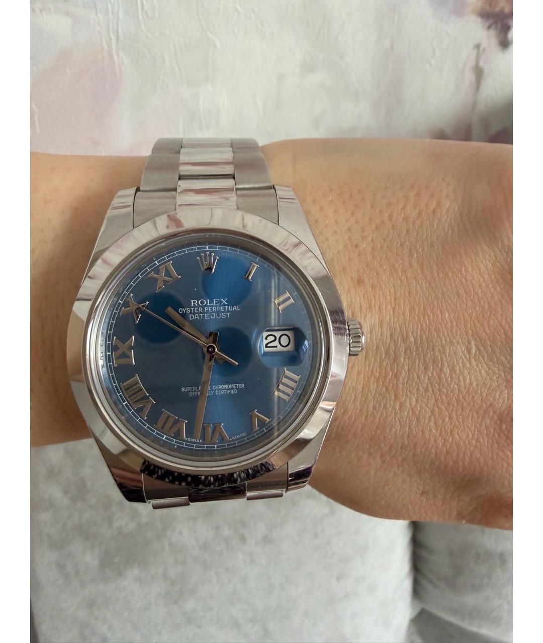 ROLEX Голубые металлические часы, фото 2