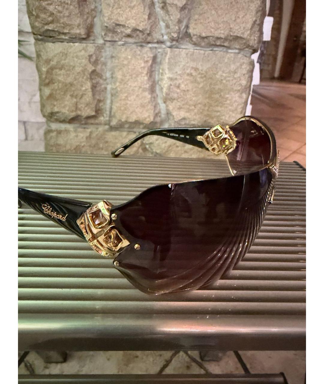 CHOPARD Коричневые пластиковые солнцезащитные очки, фото 3
