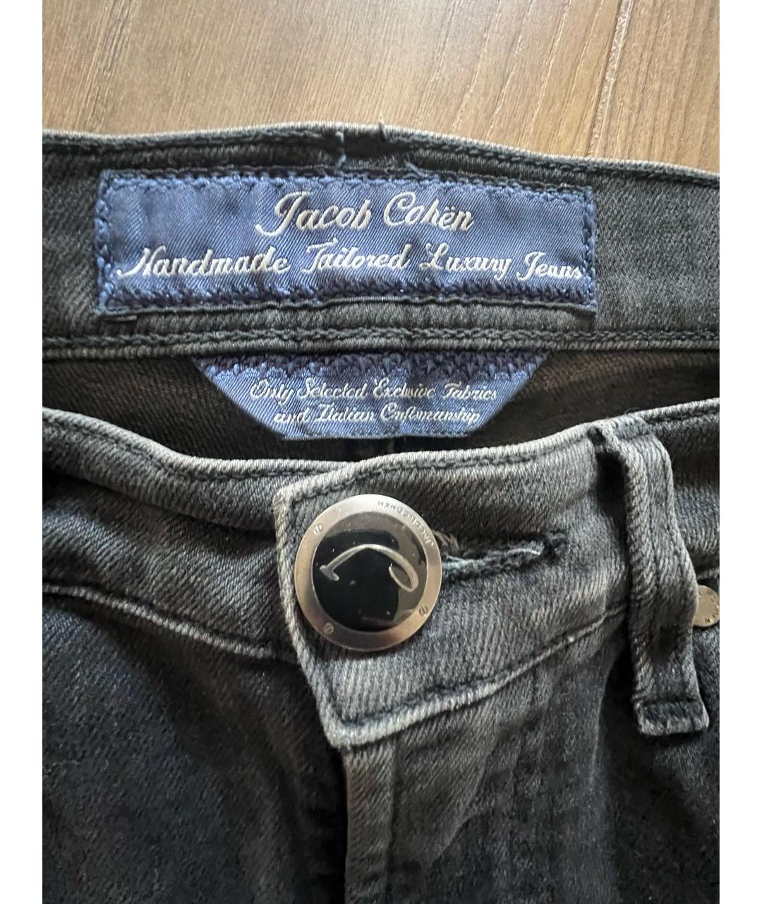 JACOB COHEN Антрацитовые хлопковые прямые джинсы, фото 6