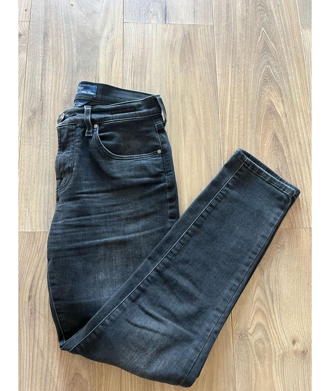 JACOB COHEN Антрацитовые хлопковые прямые джинсы, фото 2