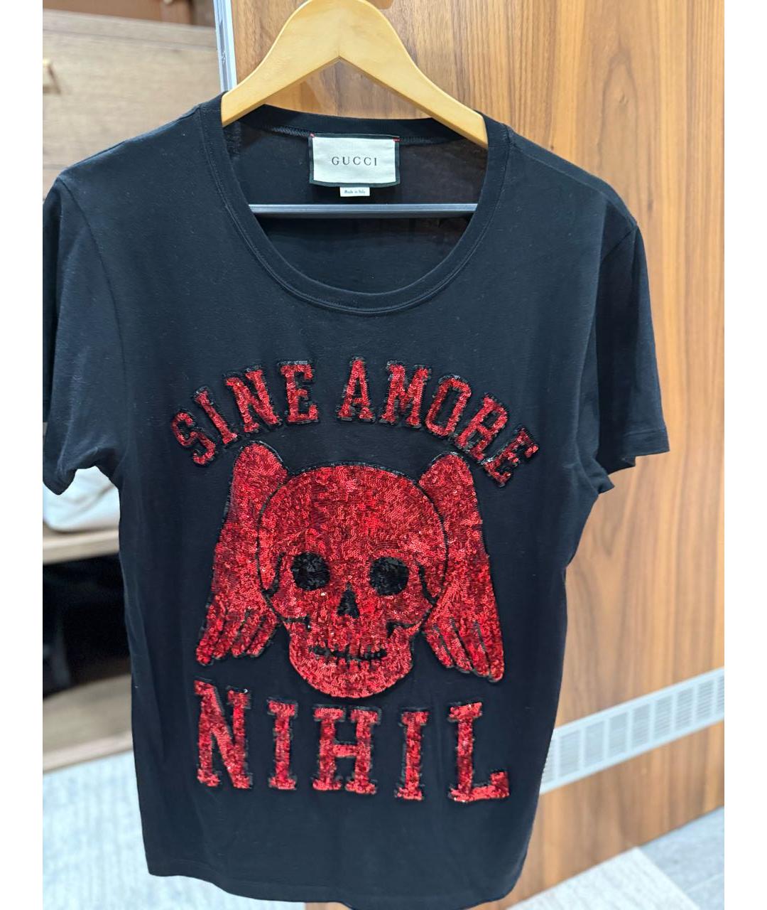 GUCCI Черная хлопковая футболка, фото 4