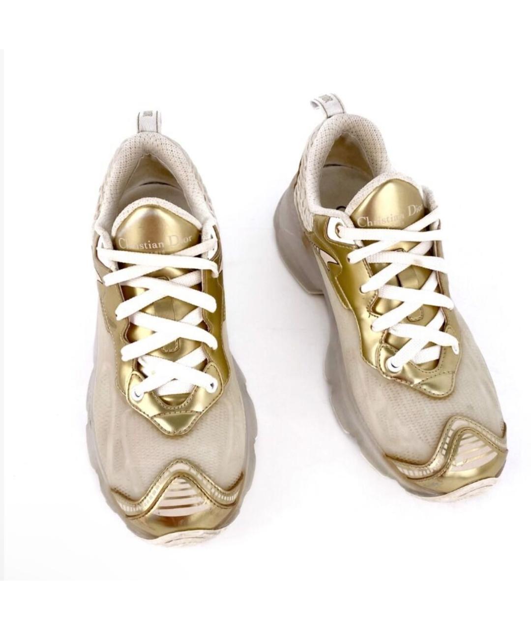 CHRISTIAN DIOR Золотые кожаные кроссовки, фото 2