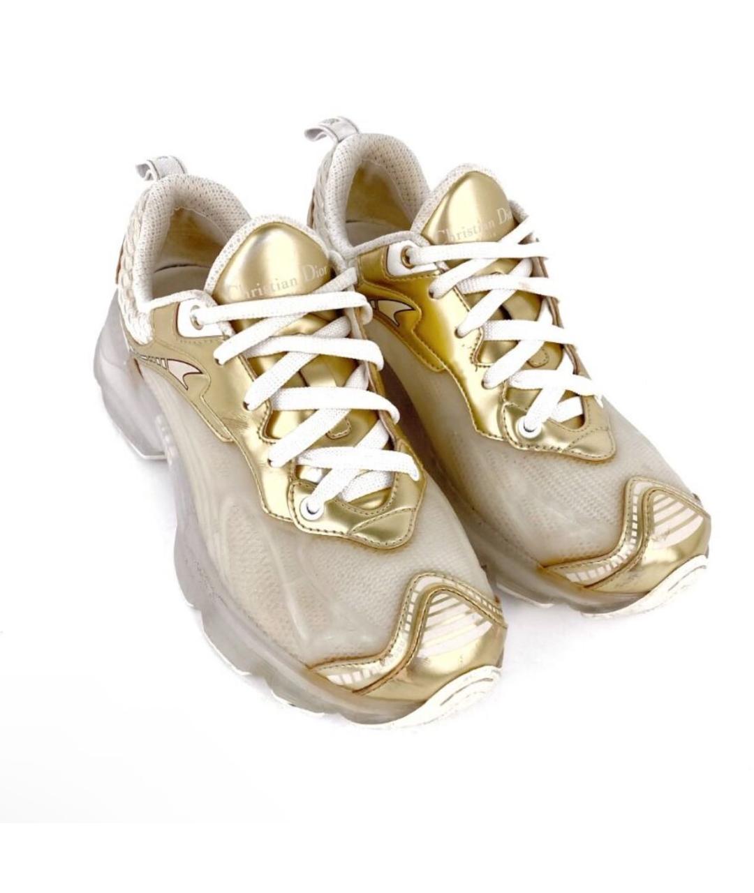 CHRISTIAN DIOR Золотые кожаные кроссовки, фото 3