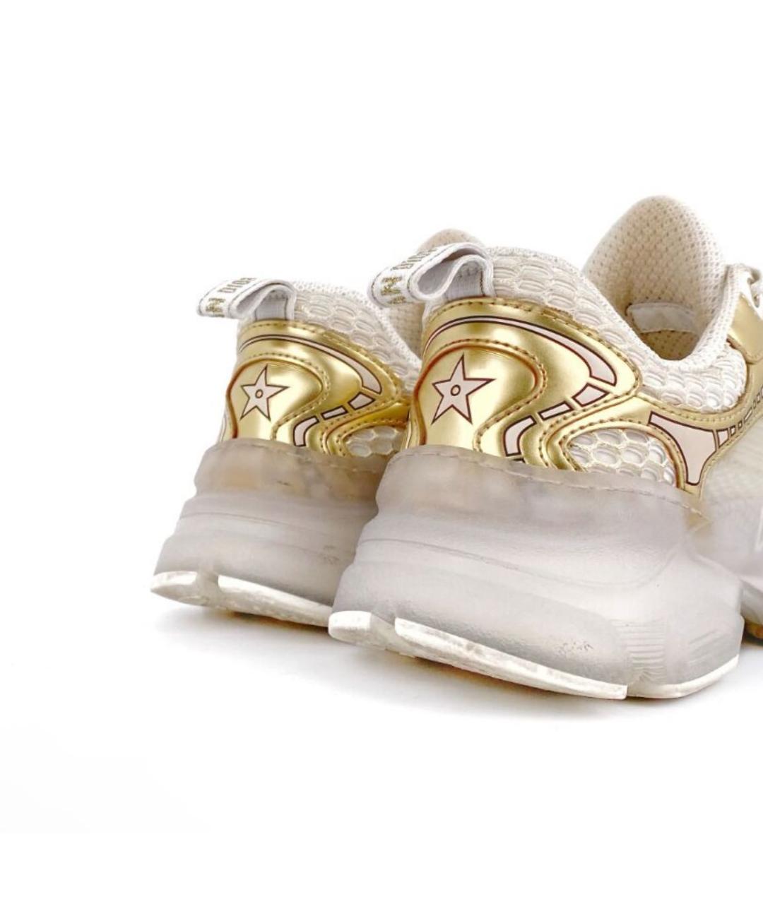 CHRISTIAN DIOR Золотые кожаные кроссовки, фото 4