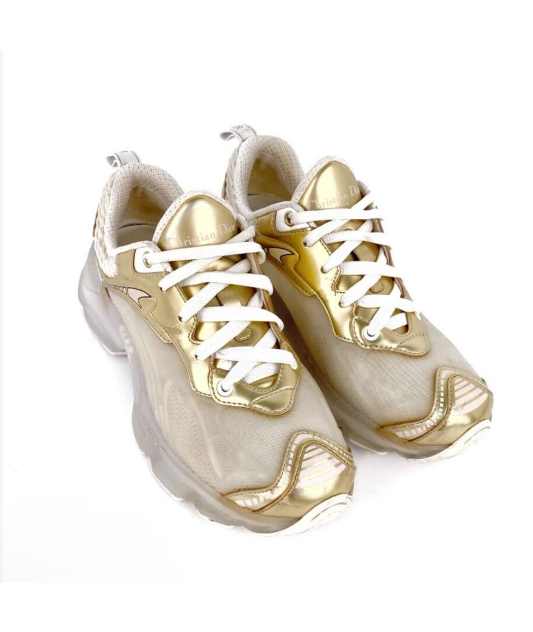 CHRISTIAN DIOR Золотые кожаные кроссовки, фото 3
