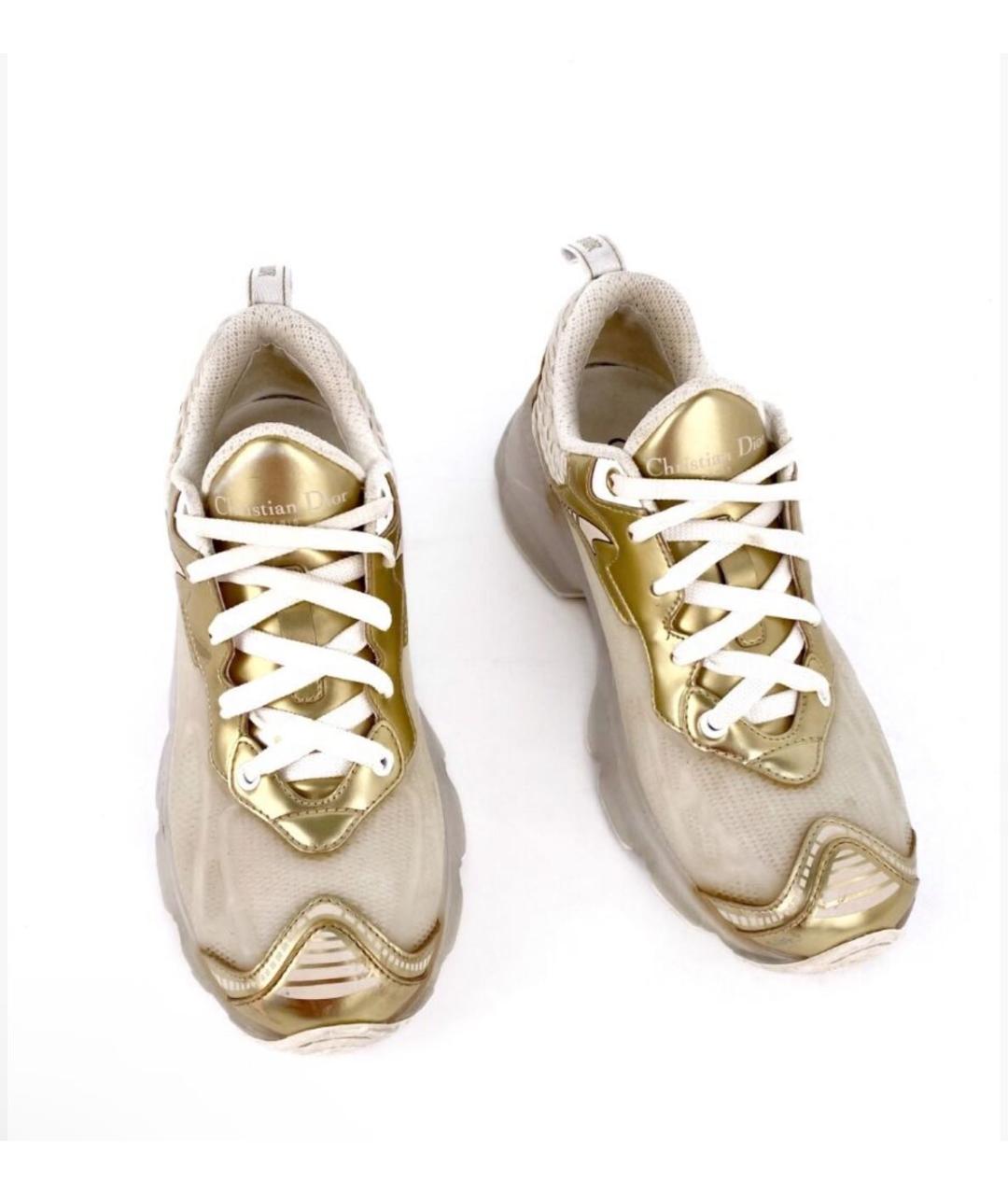 CHRISTIAN DIOR Золотые кожаные кроссовки, фото 2